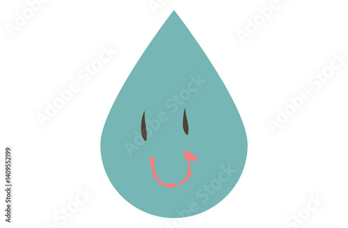 Single Kawaii Droplet with a Bright Smile