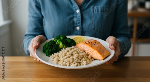 Serving Salmon with Rice and Broccoli for a Nutritious Meal