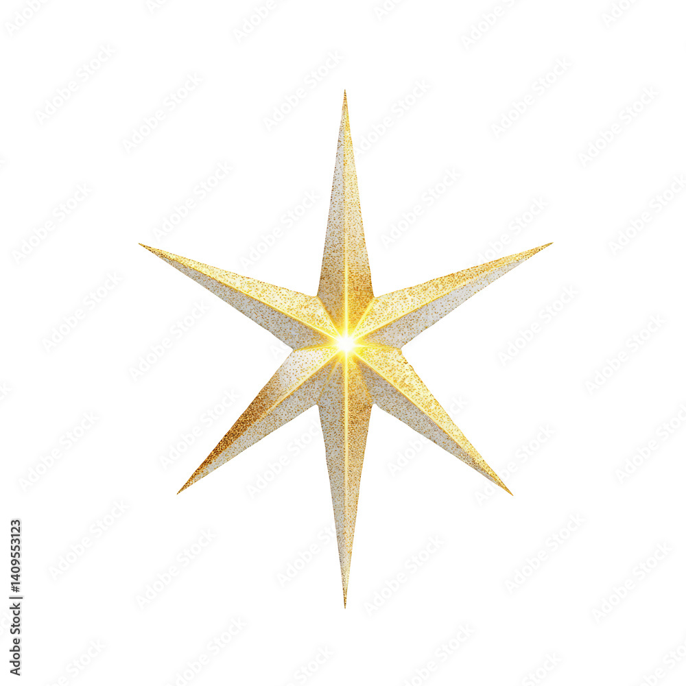 Golden Glitter Sparkling Christmas Star isolated on white background festive decoration holiday season greeting card design element magic fantasy symbol hope wish achievement success winner award top Golden Glitter Sparkling Christmas Star isolated on white background festive decoration holiday season greeting card design element magic fantasy symbol hope wish achievement success winner award top