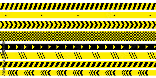Yellow warning tapes - vector illustration