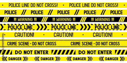 Crime scene - police tapes - vector illustration