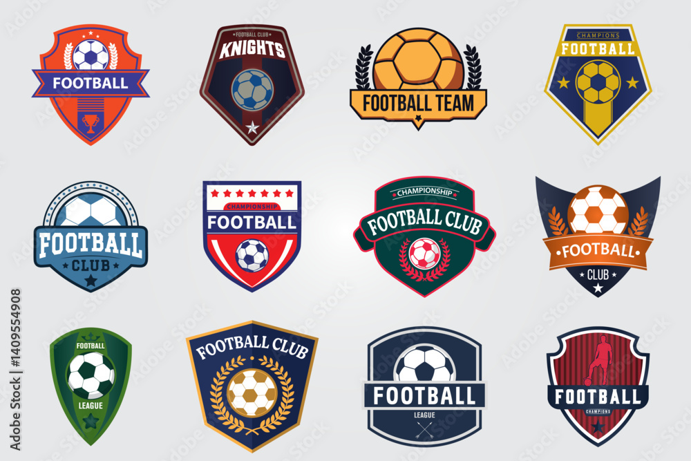 Fototapeta premium Football Logo Bundle Soccer Club Badges & Team Emblems Pack