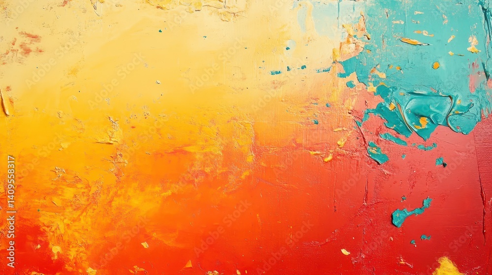 Fototapeta premium Vibrant, layered paint textures create a dynamic color palette.