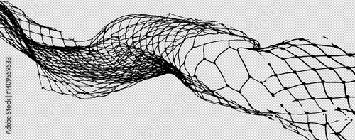 Grunge Texture of a Broken Chain Link Fence with Metal Mesh and Ripped Hole Isolated on White Background Illustrating the Concept of Freedom and Security in an Industrial Design