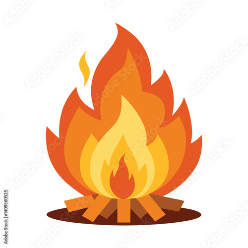 Vector fire icon set, burning flame symbol of hot danger