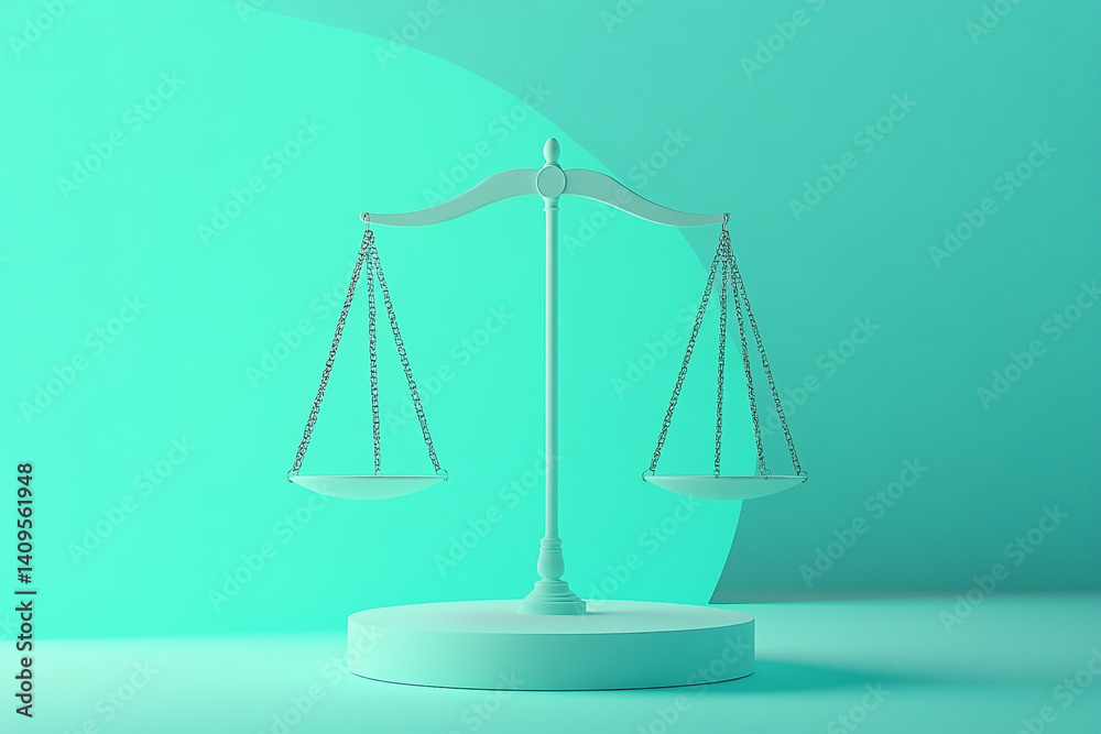 Balanced scales of justice serene teal scene Balanced scales of justice serene teal scene