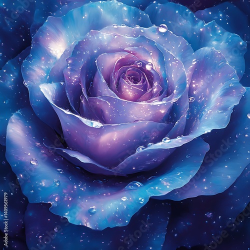 Closeup of a vibrant blue rose