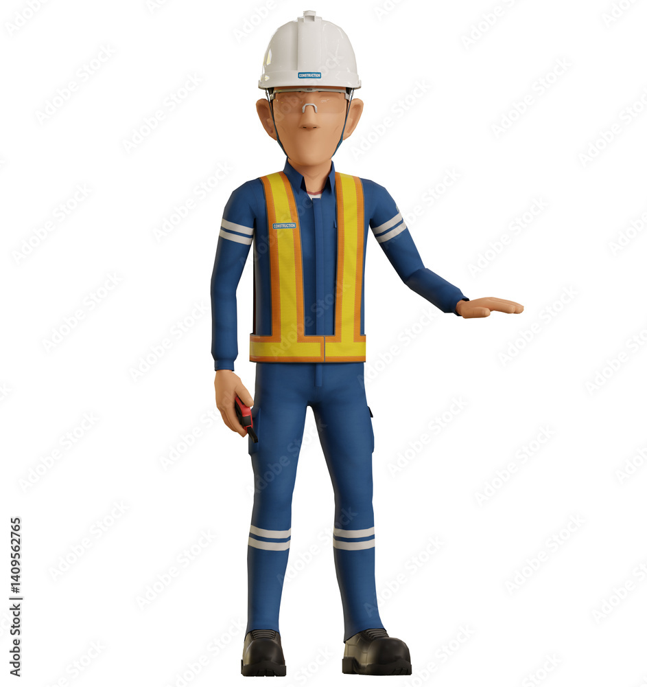 Isolate industrial worker pose low level Isolate industrial worker pose low level