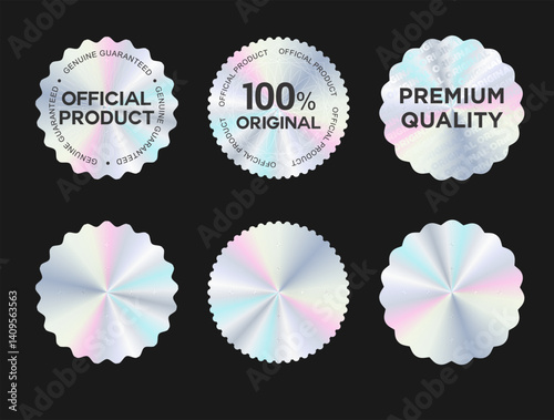 Hologram sticker and labels for official product guarantee and premium quality 100 percent genuine holographic seal 