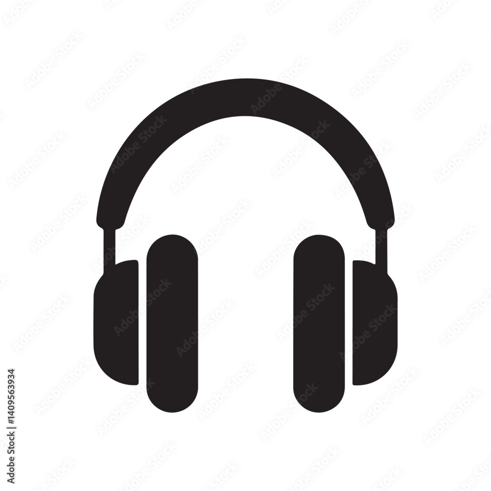 Headphone silhouette black isolated icon vector on a white background Headphone silhouette black isolated icon vector on a white background