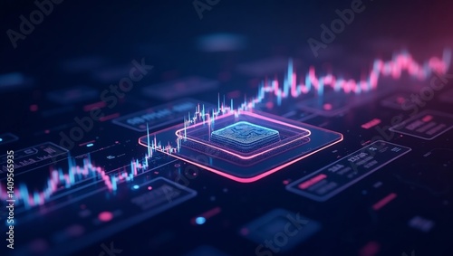 Cryptocurrency Exchanges: Abstract images of trading platforms, charts and orders.