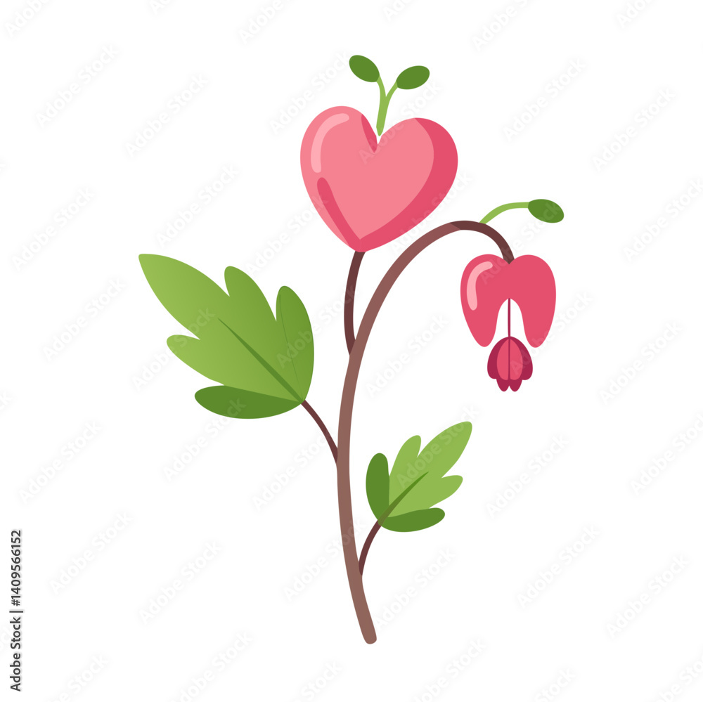 Fototapeta premium Bleeding Heart Flower Illustration on Black Background - Vector
