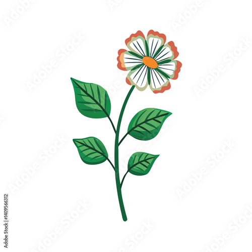 Minimalist Flower Illustration on Black Background, Vector Design