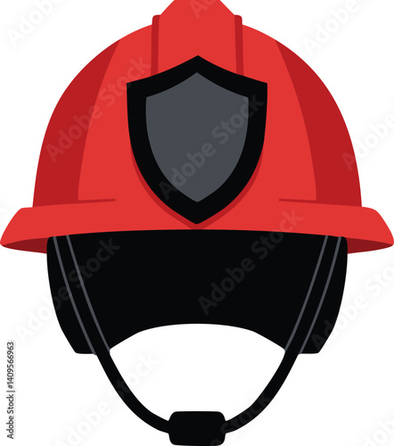 Vector Firefighter Helmet with Protective Gear and Iconic Emergency Services Design in Front View