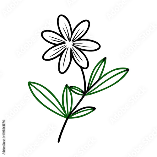 Minimalistic Dandelion with Green Leaves Illustration on Black