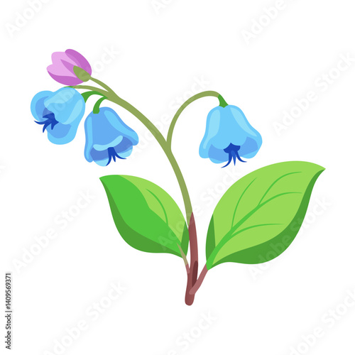Stylized bluebell flower illustration on a black background