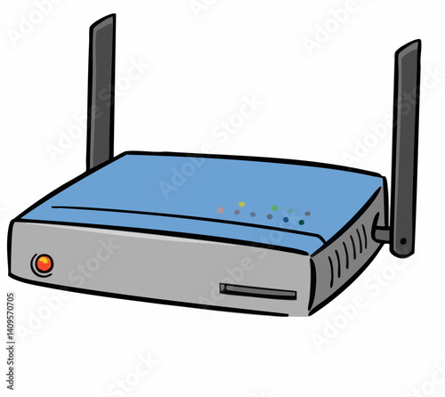 Wireless Router Cartoon Illustration. Vector Image