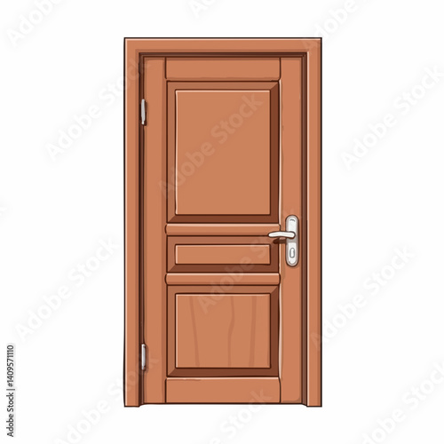 Vector illustration of a classic wooden door. Vector Image