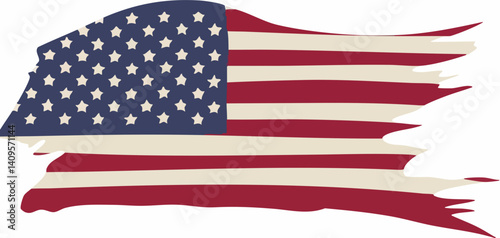 Torn American Flag Graphic Illustration. Vector Image