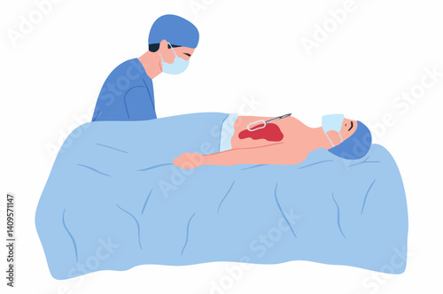 Surgical Procedure Illustration Medical Operation. Vector Image