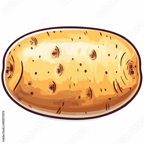 Single Baked Potato Vector Illustration. Vector Image
