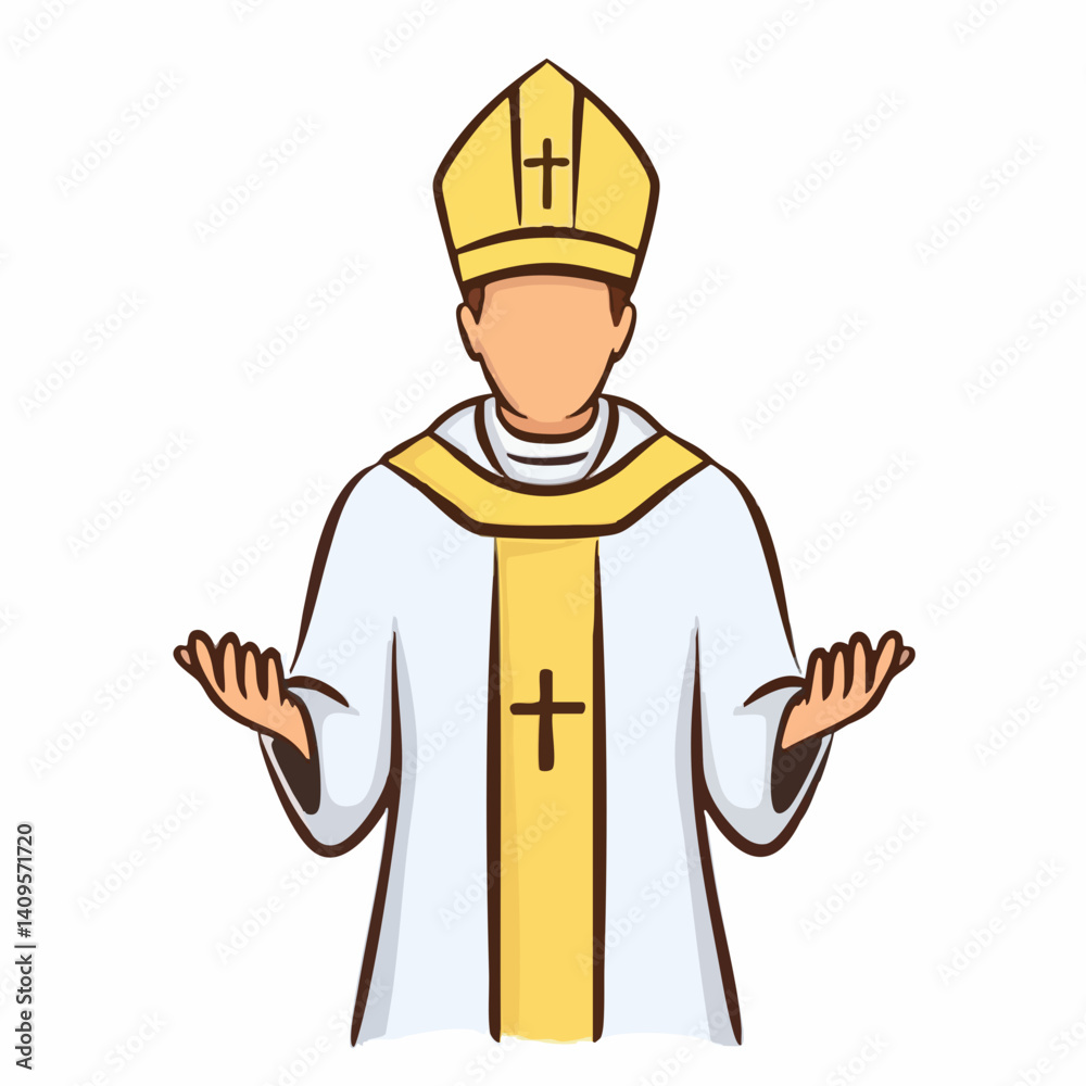 Fototapeta premium Religious Leader in Vestments with Mitre. Vector Image