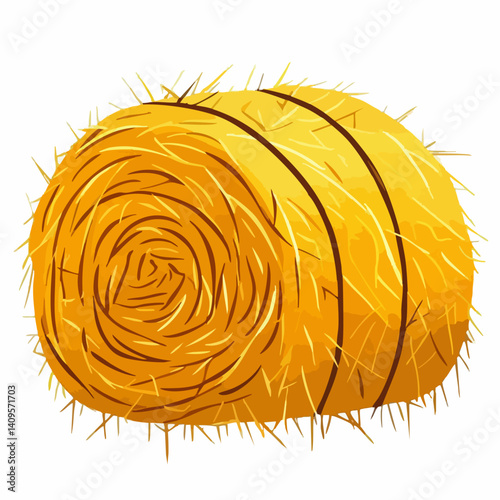 Round Hay Bale Illustration. Vector Image