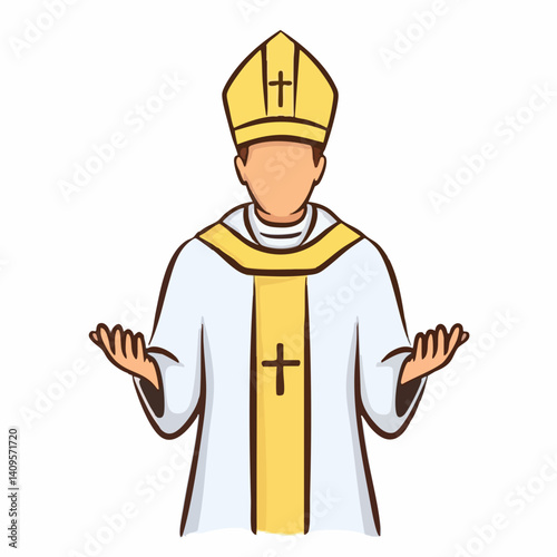 Religious Leader in Vestments with Mitre. Vector Image