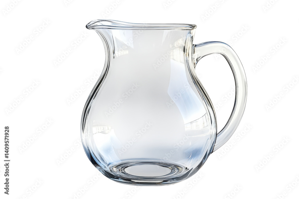 Elegant clear glass pitcher perfect for serving beverages showcasing its on transparent background Elegant clear glass pitcher perfect for serving beverages showcasing its on transparent background