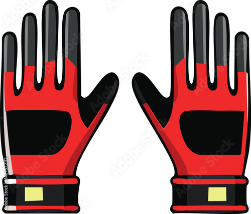 Vector Symmetrical Pair of Soccer Goalkeeper Gloves with Bold Colors and Elastic Wristbands