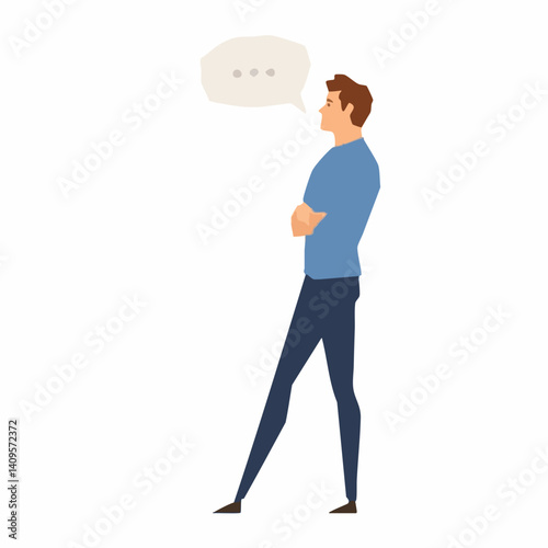 Man thinking with speech bubble. Vector Image