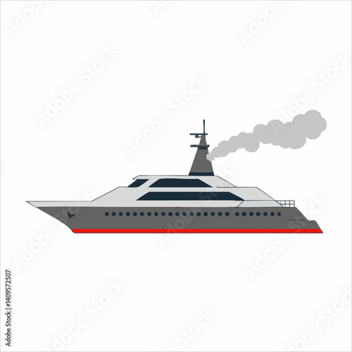 Luxury Motor Yacht Vector Illustration. Vector Image