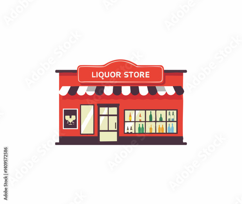 Liquor Store Building Facade Illustration. Vector Image