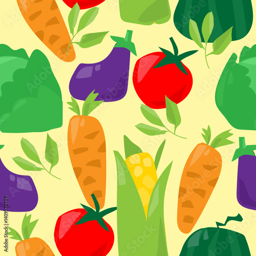 Obraz na płótnie Vegetables seamless pattern. Organic vegetable background. Vegan and healthy garden products w salonie