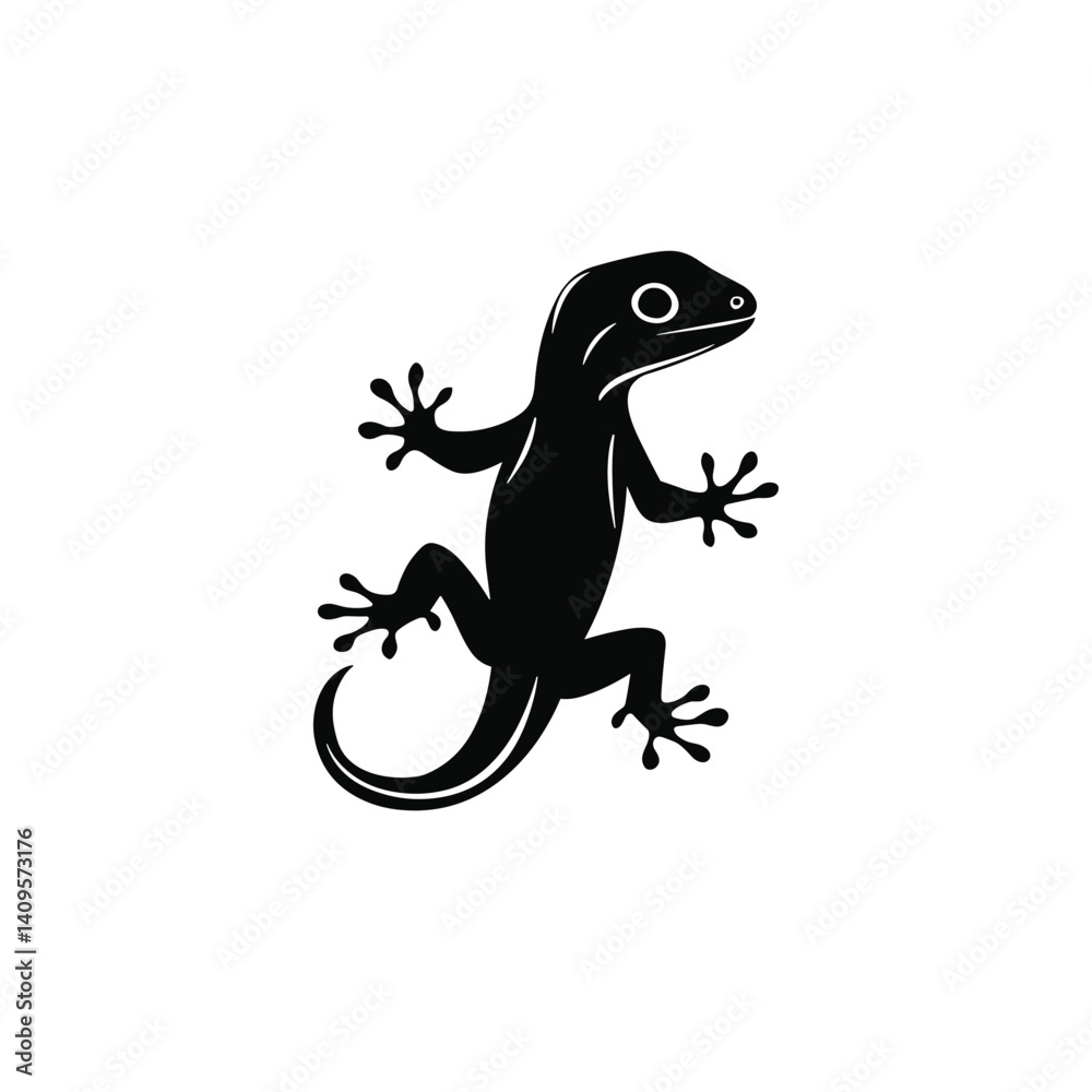 Fototapeta premium Lizard graphic icon. Gecko salamander black sign isolated on white background. Vector illustration
