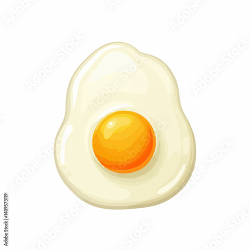 Fried Egg Illustration with Yolk. Vector Image