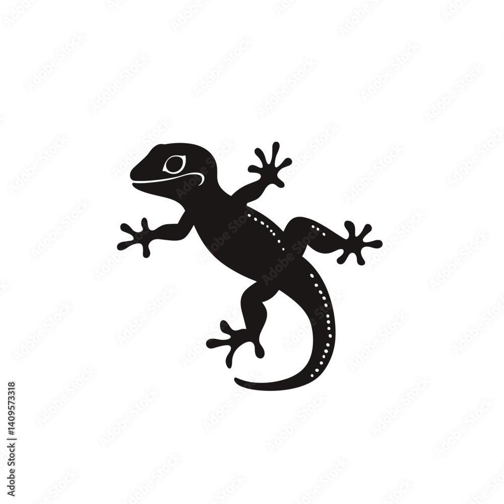 Naklejka premium Lizard graphic icon. Gecko salamander black sign isolated on white background. Vector illustration