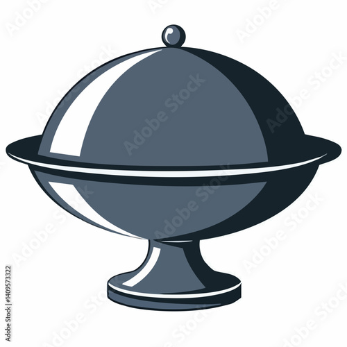 Dome-shaped Serving Dish on Pedestal Base. Vector Image