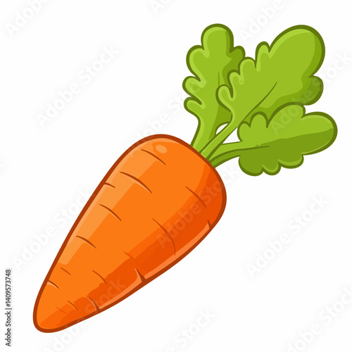 Cartoon Orange Carrot with Green Top. Vector Image