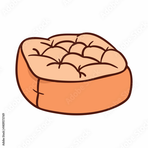 Cartoon illustration of a tufted ottoman cushion seat. Vector Image