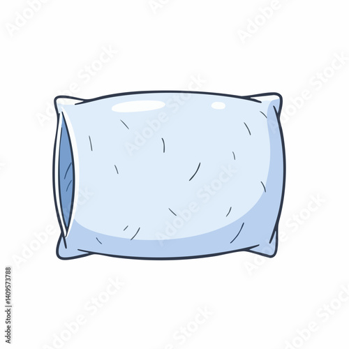 Cartoon illustration of a soft pillow top view. Vector Image
