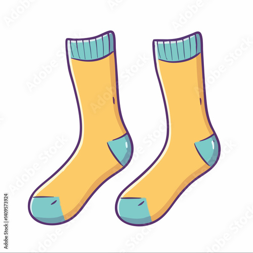 Cartoon illustration of a pair of socks. Vector Image