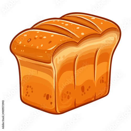 Cartoon illustration of a loaf of bread. Vector Image