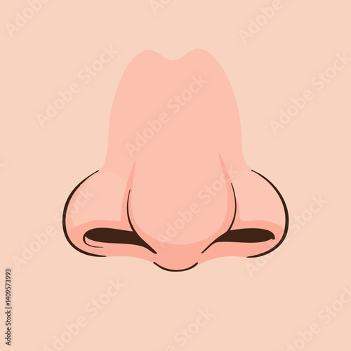 Cartoon Illustration of a Human Nose. Vector Image