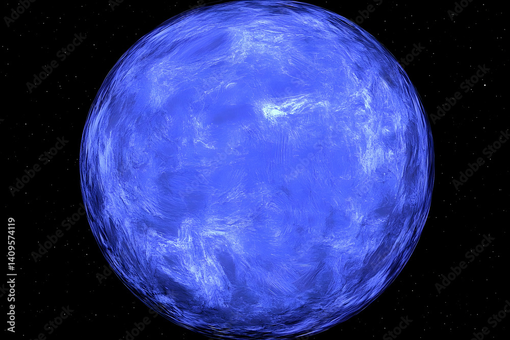 Obraz premium Celestial blue sphere in deep space.