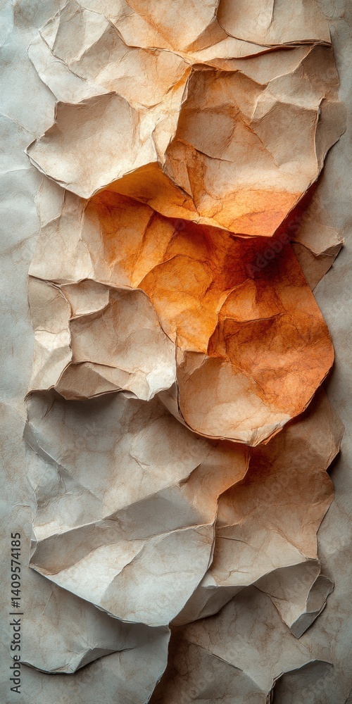 Fototapeta premium Crumpled textured paper art with various shades of brown
