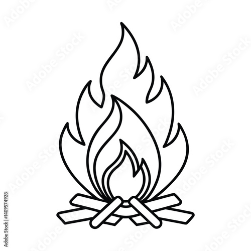 vector illustration line of a fire flames