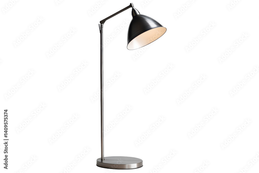 Sleek arc floor lamp modern design elegant silver finish stylish home on transparent background Sleek arc floor lamp modern design elegant silver finish stylish home on transparent background