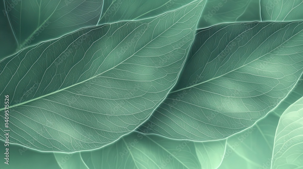 Obraz premium Close-up of overlapping pastel green leaves.