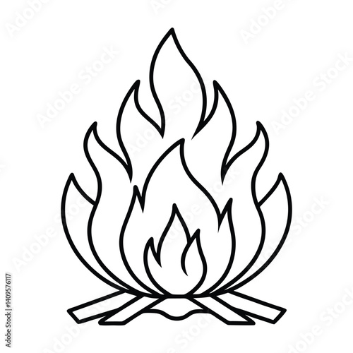 vector illustration line of a fire flames